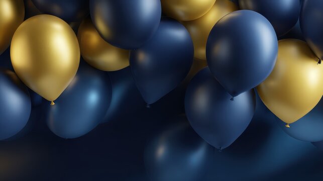 elegant navy blue and gold balloons festive party background for celebrations events and invitations