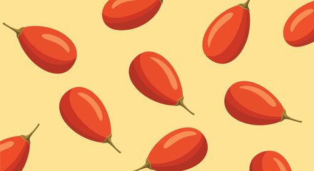 Vibrant Goji Berry Pattern on a Light Beige Background, A Healthy Superfood