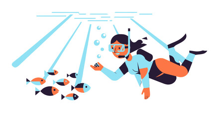 Underwater Exploration: A Diver's Encounter with Marine Life and Artistic Concept