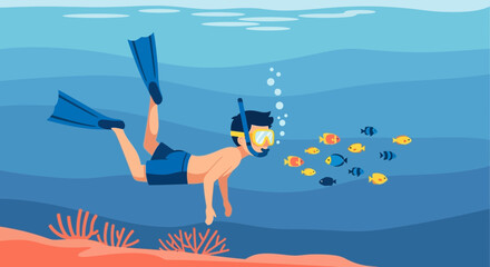 Underwater Exploration: A Scuba Diver Swimming Amongst Colorful Tropical Fish, Enjoying Marine Life