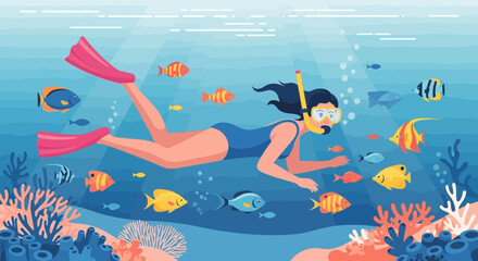 Underwater Exploration: A Snorkeler's Delight Amidst Colorful Marine Life