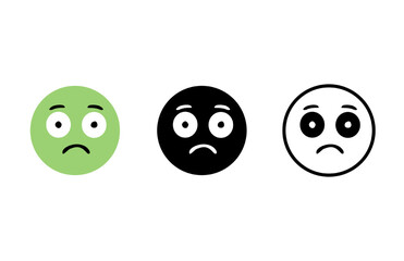 Nausea Emoji Stock Vector Set – Sick, Queasy, Vomit, Illness, and Disgust Icons