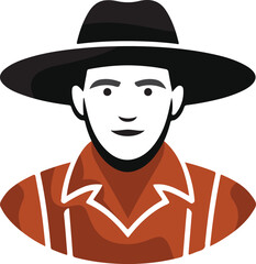 Man with cowboy hat isolated on transparent background