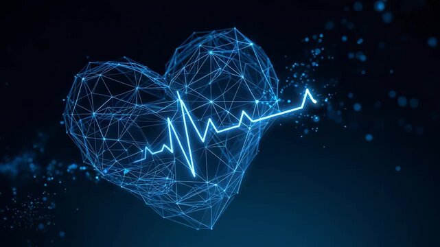 heart symbol heart rhythm health digital futuristic low poly wireframe design video motion