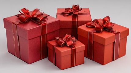 red gift boxes with satin ribbons
