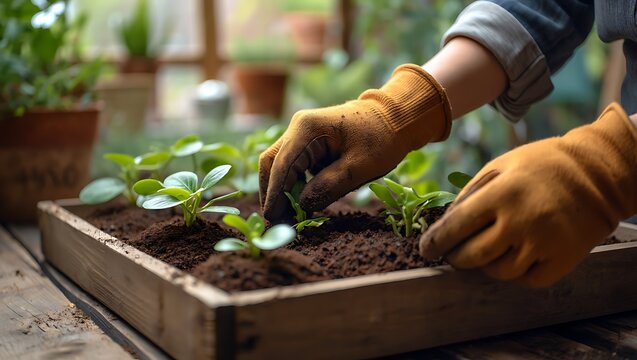 Gardening in spring growing seedlings for a sustainable lifestyle concept