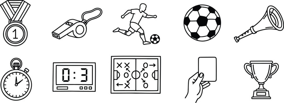 Soccer game icons set Vector