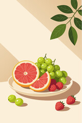 grapes and grapefruit vector