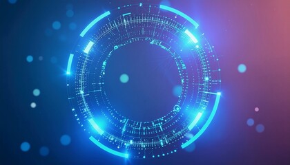 Futuristic circular interface design with glowing elements and bokeh effects
