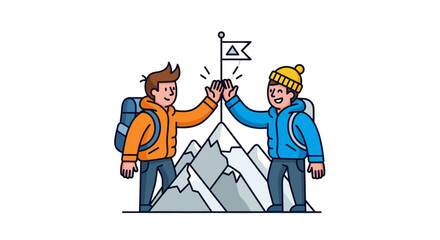 Two Friends Celebrating Peak Performance and Triumphing Over Adversity Together