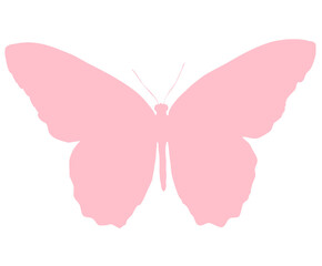 Pink Butterfly Outline Silhouette, Insect with Spread Wings Isolated PNG