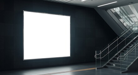Modern Architecture with Blank Advertisement Display and Staircase Mockup Space