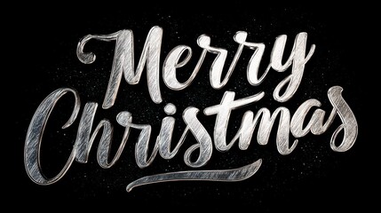 merry christmas silver metallic text holiday season festive december celebration typography greeting card design on transparent background