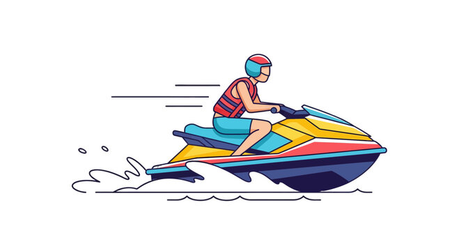 Thrilling Summer Fun: A Person Jetskiing Fast On Water Against a Black Background