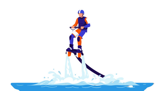 Thrilling Water Sport: A Person Soaring High Above the Sparkling Waters Using a Flyboard