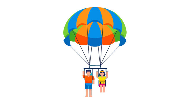 Thrilling Aerial Adventure: A Colorful Parasailing Experience Over a Black Background