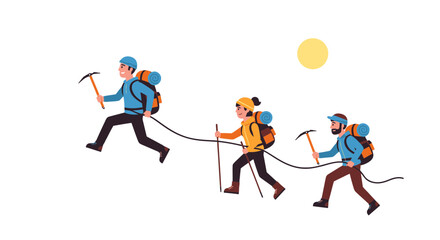 Obraz premium Thrilling Mountaineers On The Ascent Reaching New Heights Under A Celestial Sphere