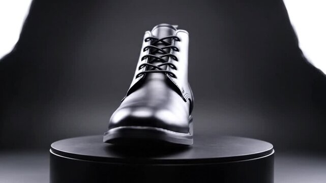 Leather Boot Mockup Fashion Product Mockup Animation Men Leather Boot