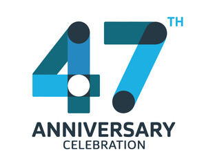 The number 47 is creatively designed with abstract elements, signifying an anniversary celebration.