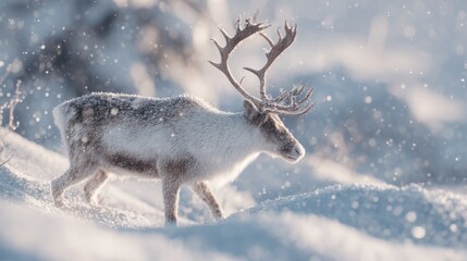 cute 3d animated reindeer in festive winter scene with snow