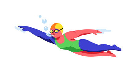 Swimming Athlete Animated Illustration Underwater In Black Background Design