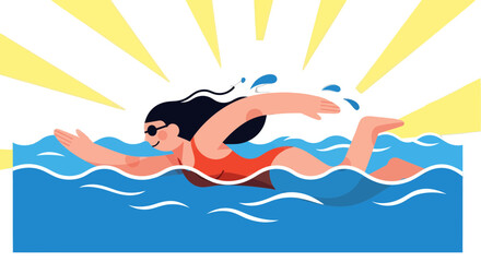 Swimming With The Radiance: A Vibrant Depiction Of Aquatic Movement