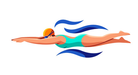 Swimming Athlete Illustrated Underwater With Speed and Determination Showing Movement