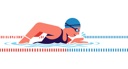Swimming Athlete in Action Depicted With Graphics Against a Black Background