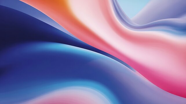 Abstract background with smooth blue and pink gradient waves and curves