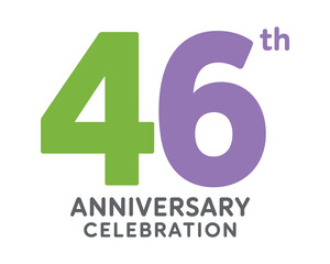 A graphic illustration representing a 46th anniversary celebration with large numbers and text.