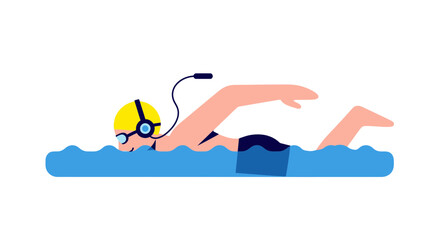 Swimming Athlete Underwater: A Graphic Depiction Of Competitive Sport Activities, Minimalist