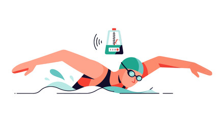 Swimming Athlete Utilizing Advanced Data Tracker for Enhanced Performance Analysis