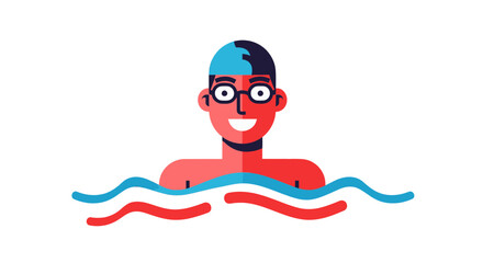 Swimming Enthusiast Enjoying The Sport In Modern Vector Style With Abstract Elements