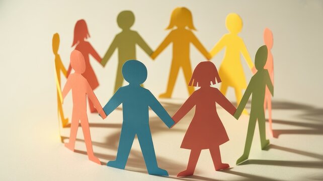 Colorful paper figures symbolize community and global unity