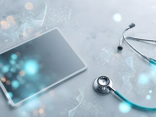 Modern Healthcare Technology with Tablet and Stethoscope Representing Digital Medicine and Diagnostics Advancements Showcasing Data Analysis and Futuristic Medical Solutions 