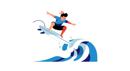 Fototapeta premium Surfer On A Wave, Vibrant Illustration Of Summer Activity Against Black Background