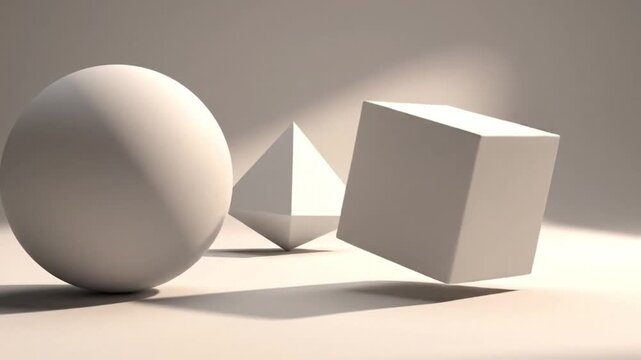 Geometric Shapes and Forms in Abstract 3D Rendering with Soft Lighting