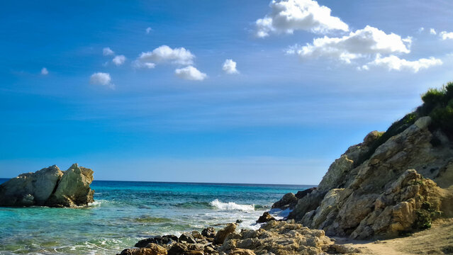 Rock formations on coast of Mallorca.