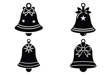 christmas bell vector icon set, black color and white background