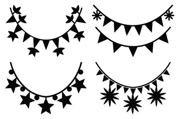 garland vector icon icon set, black color and white background