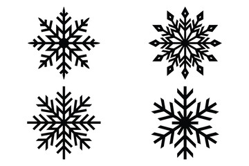 snowflake vector icon icon set, black color and white background