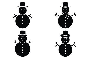 snowman vector icon icon set, black color and white background