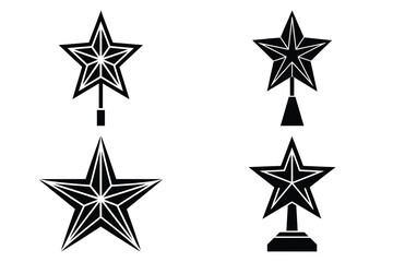star topper vector icon set, black color and white background