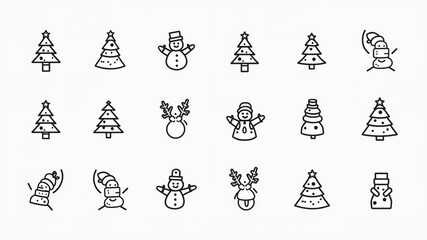 Christmas and Winter Editable line icon Set. Vector illustration. 
