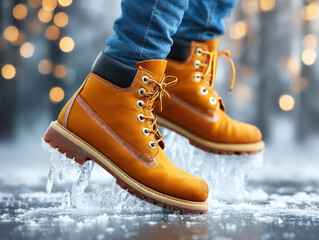 person slipping on icy snow