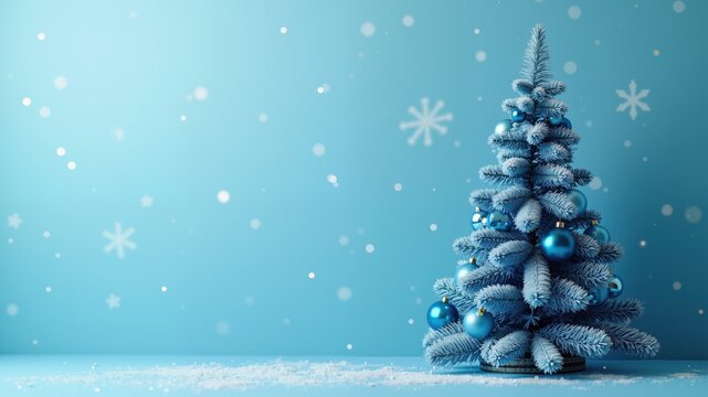 blue christmas greeting card with abstract fir tree decoration
