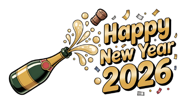 Champagne celebration for happy new year 2026
