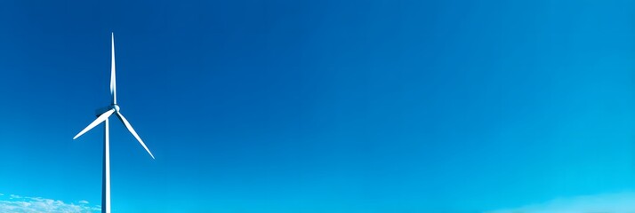 Single Wind Turbine Against a Vibrant Blue Sky Generating Renewable Energy for a Sustainable Future Windmill Farm Clean Energy Production