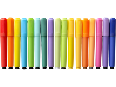 Set of colorful crayons in a row isolated on transparent background, perfect for art, education, and children’s design projects. - Powered by Adobe