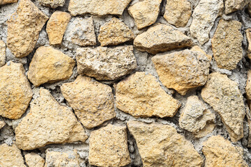 Texture of old stone wall as background, closeup